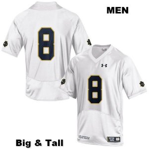 Notre Dame Fighting Irish Men's Jafar Armstrong #8 White Under Armour No Name Authentic Stitched Big & Tall College NCAA Football Jersey BDO2099TD